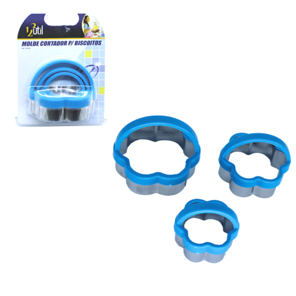Kit 3Pçs Moldes Cortadores P/Biscoito Pasta Flor 123Util