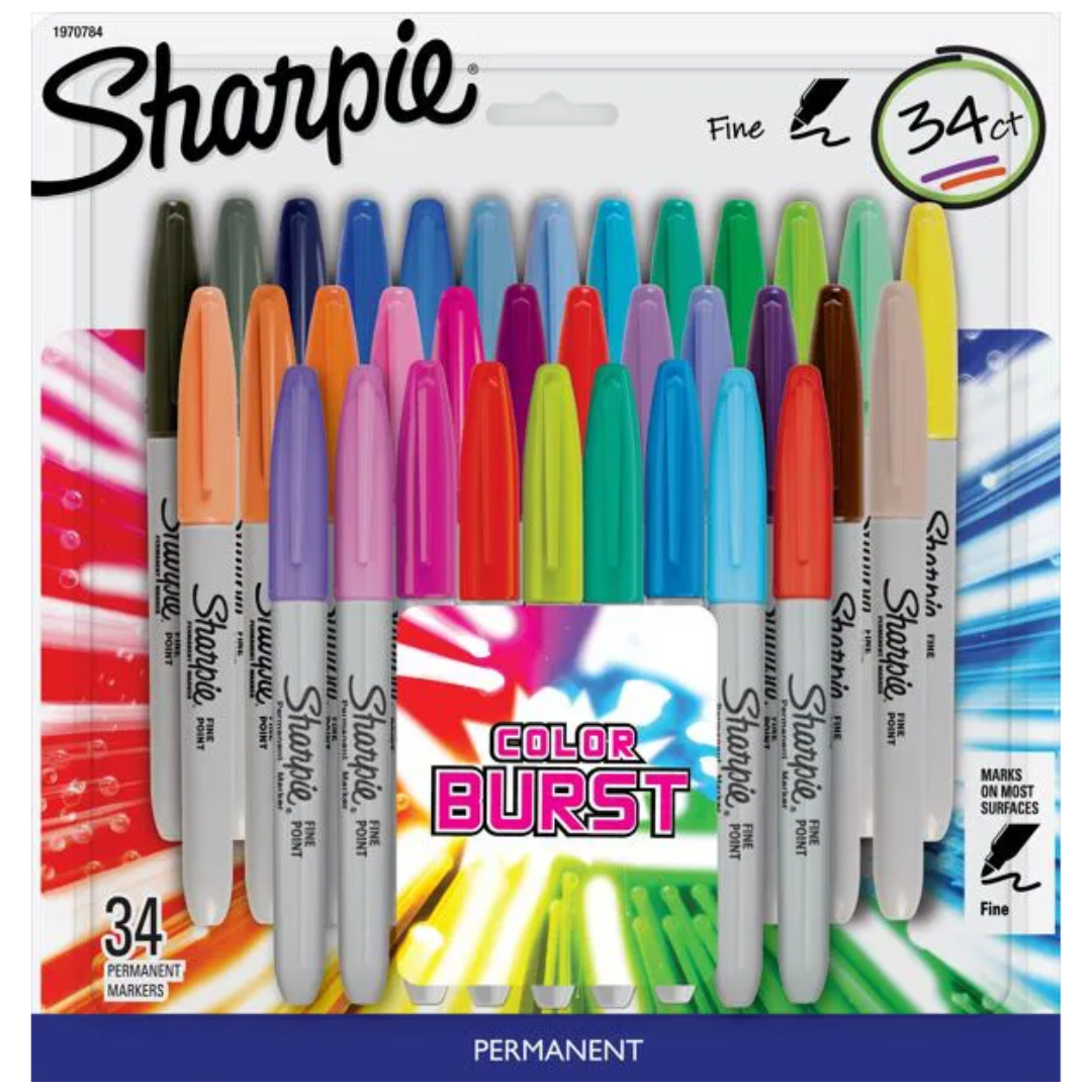 Kit 34 Marcadores Permanente 0,9mm Sharpie Color Burst