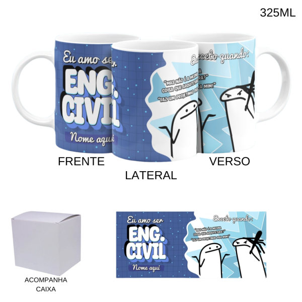 Caneca 325ml Flork - Profissões - Engenheiro(a) Civil - Image 2