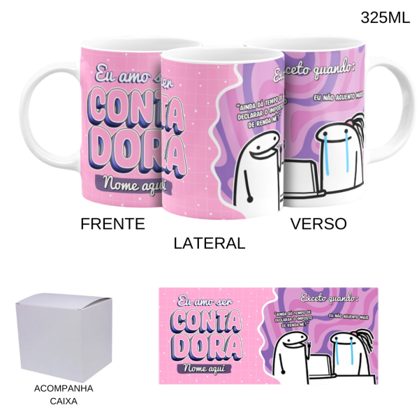 Caneca 325ml Flork - Profissões - Eu Amo Ser Contador (a)