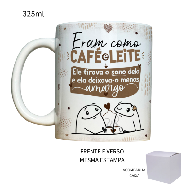 Caneca 325ml Flork Dia Dos Namorados Eram Como Café E Leite