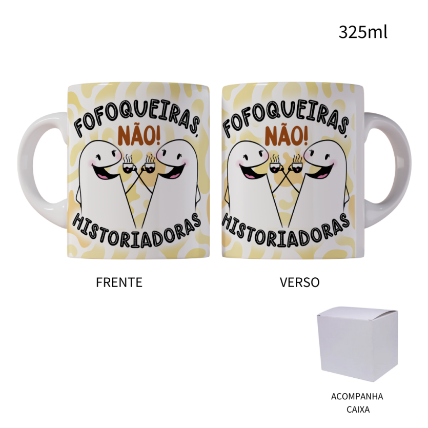 Caneca 325ml Flork Amigas Fofoqueiras não! Historiadoras