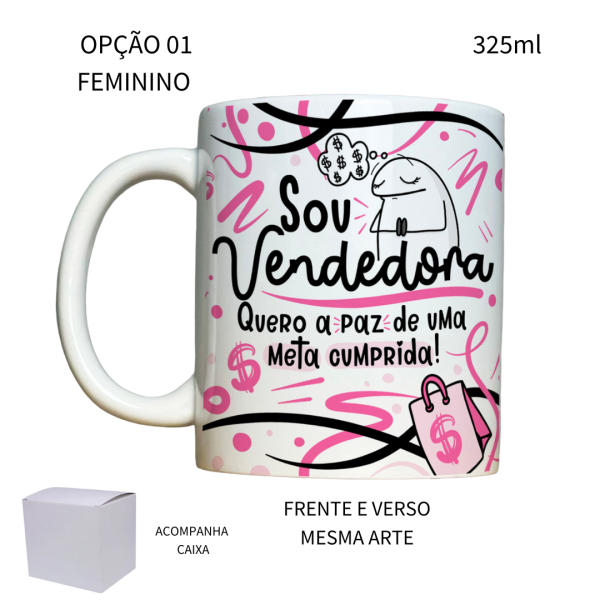 Caneca 325ml Flork Profissões Vendedora Vendedor