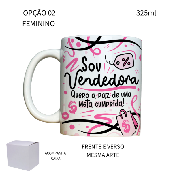 Caneca 325ml Flork Profissões Vendedora Vendedor - Image 2