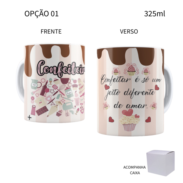 Caneca 325ml Profissões Confeitaria Confeiteira Confeiteiro