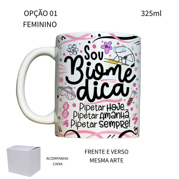 Caneca 325ml Flork Profissões Biomédica Biomédico