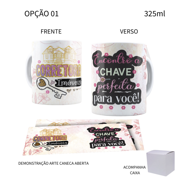 Caneca 325ml Profissões Corretor Corretora de Imóveis