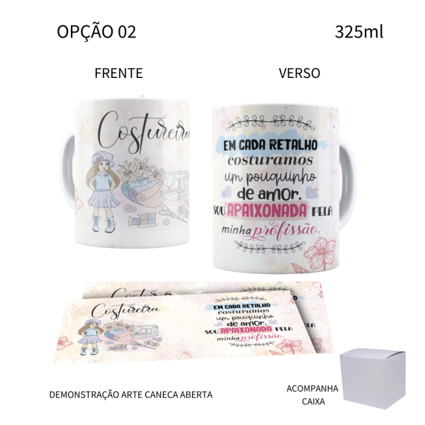 Caneca 325ml Profissões Costureira - Image 2