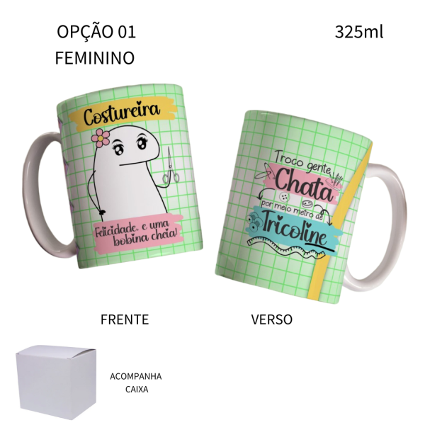 Caneca 325ml Flork Profissões Costureira Costureiro