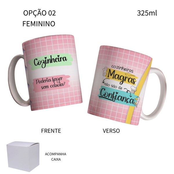 Caneca 325ml Flork Profissões Cozinheira Cozinheiro - Image 2