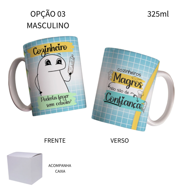Caneca 325ml Flork Profissões Cozinheira Cozinheiro - Image 3
