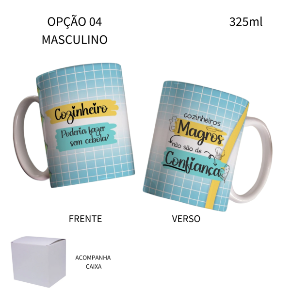 Caneca 325ml Flork Profissões Cozinheira Cozinheiro - Image 4