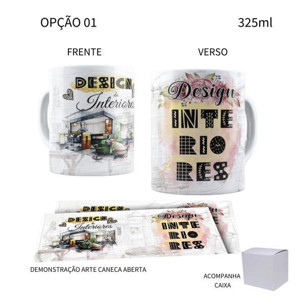 Caneca 325ml Profissões Designer de Interiores