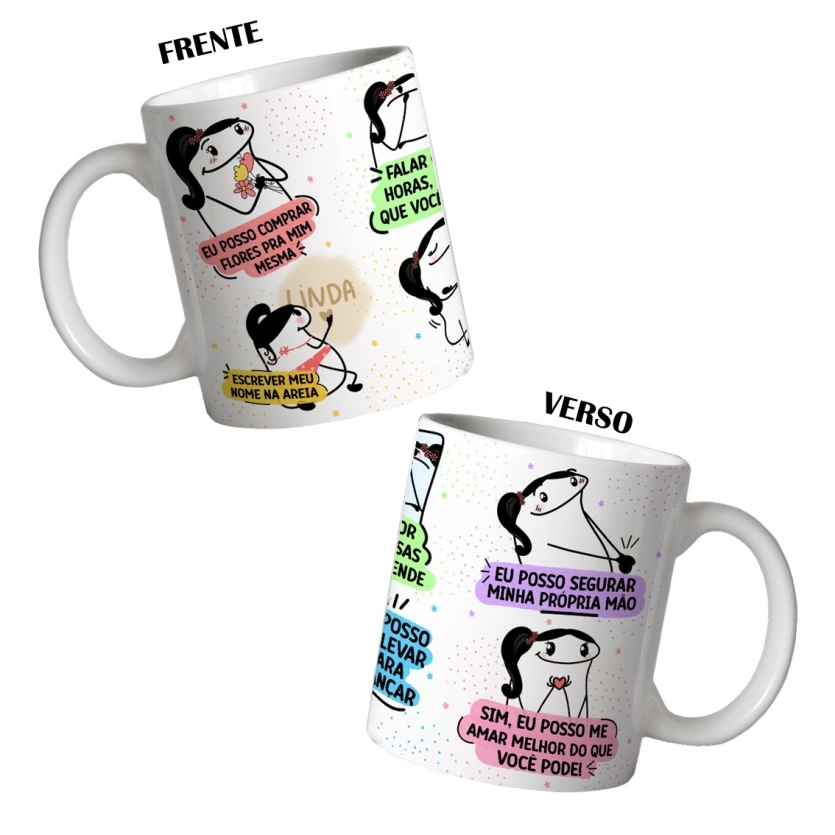 Caneca 325ml Flork Flowers Flores Miley Cyrus