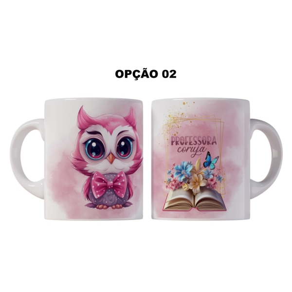 Caneca 325ml Dia Dos Professores Professora Coruja Rosa - Image 2