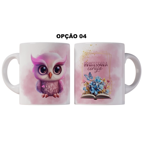 Caneca 325ml Dia Dos Professores Professora Coruja Rosa - Image 4