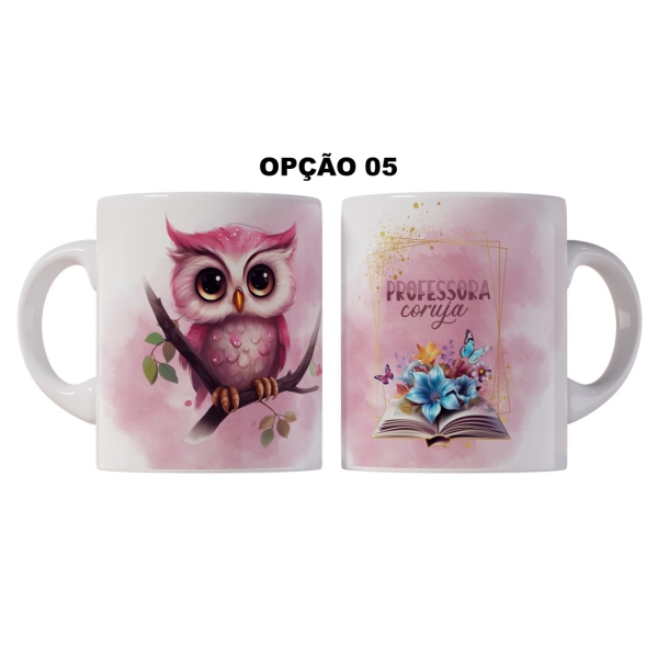 Caneca 325ml Dia Dos Professores Professora Coruja Rosa - Image 5