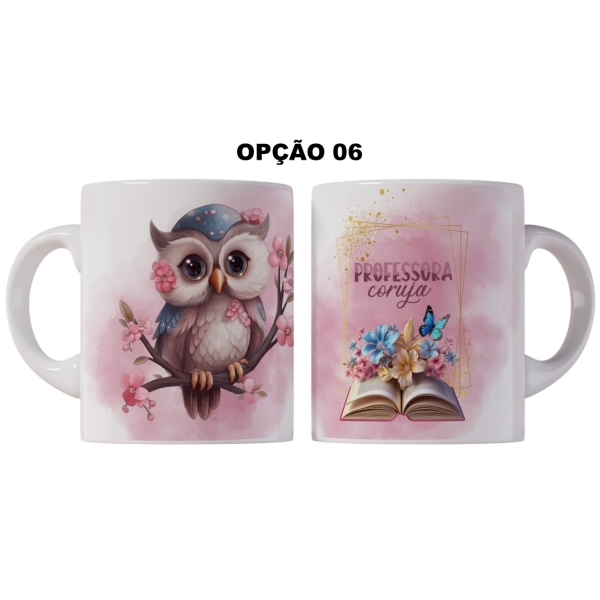 Caneca 325ml Dia Dos Professores Professora Coruja Rosa - Image 6