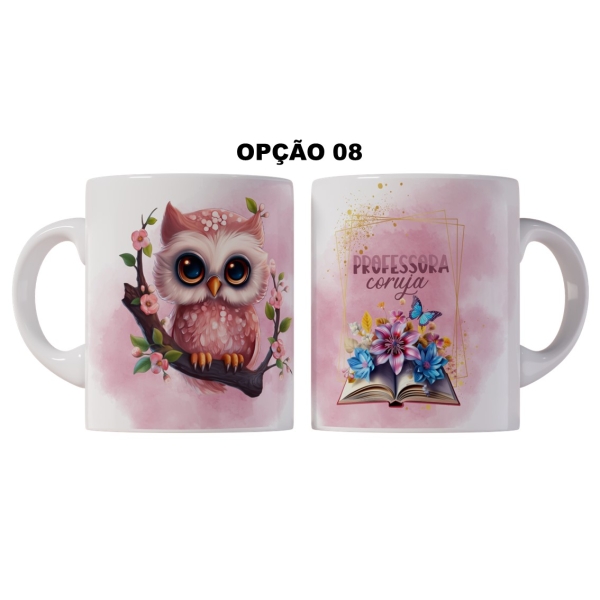 Caneca 325ml Dia Dos Professores Professora Coruja Rosa - Image 8