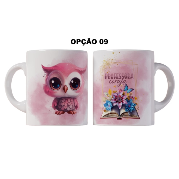 Caneca 325ml Dia Dos Professores Professora Coruja Rosa - Image 9