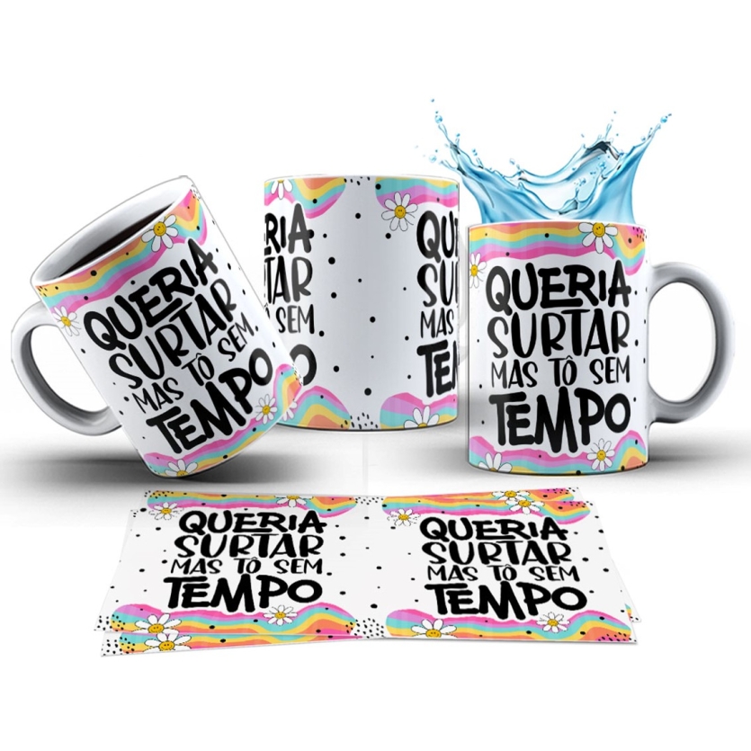 Caneca 325ml Vibes Queria surtar mas tô sem tempo
