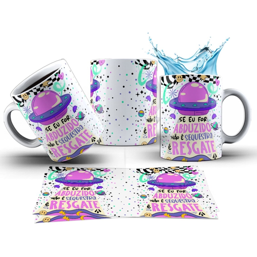 Caneca 325ml Vibes Se eu for abduzido não é sequestro