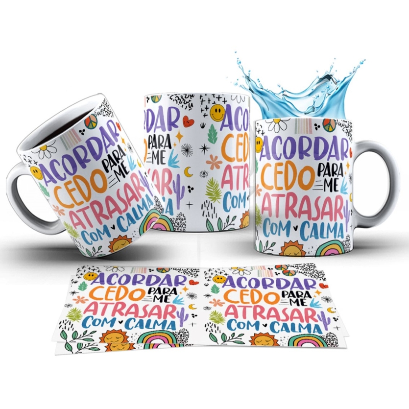 Caneca 325ml Vibes Acordar Cedo Para Me Atrasar Com Calma