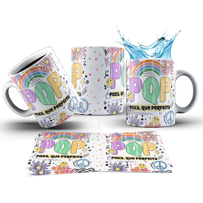 Caneca 325ml Vibes Engraçadas P.Q.P. Poxa Que Perfeita