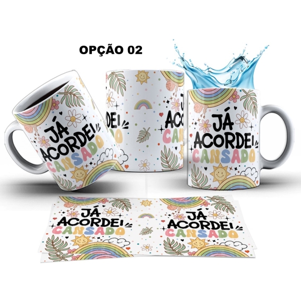 Caneca 325ml Vibes Engraçadas Já acordei cansada - Image 2