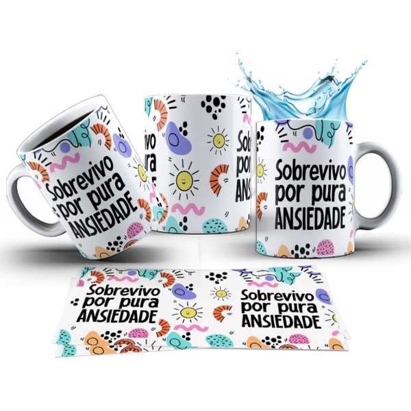 Caneca 325ml Stress Sobrevivo por pura ansiedade