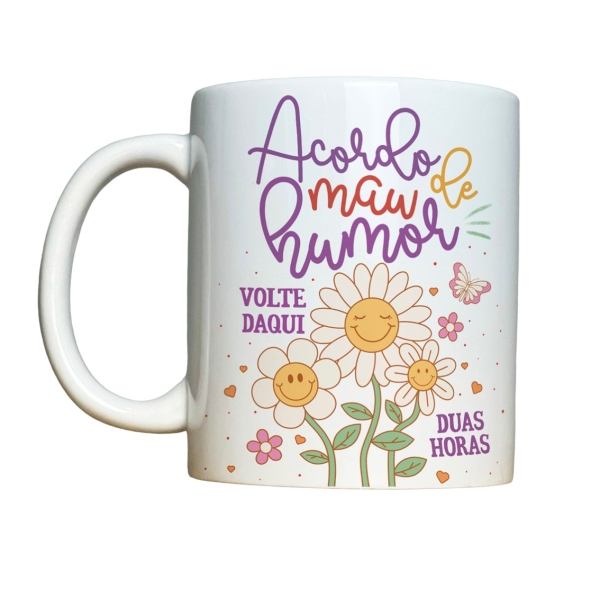 Caneca 325ml Vibes Acordo de mau humor volte daqui 2 horas