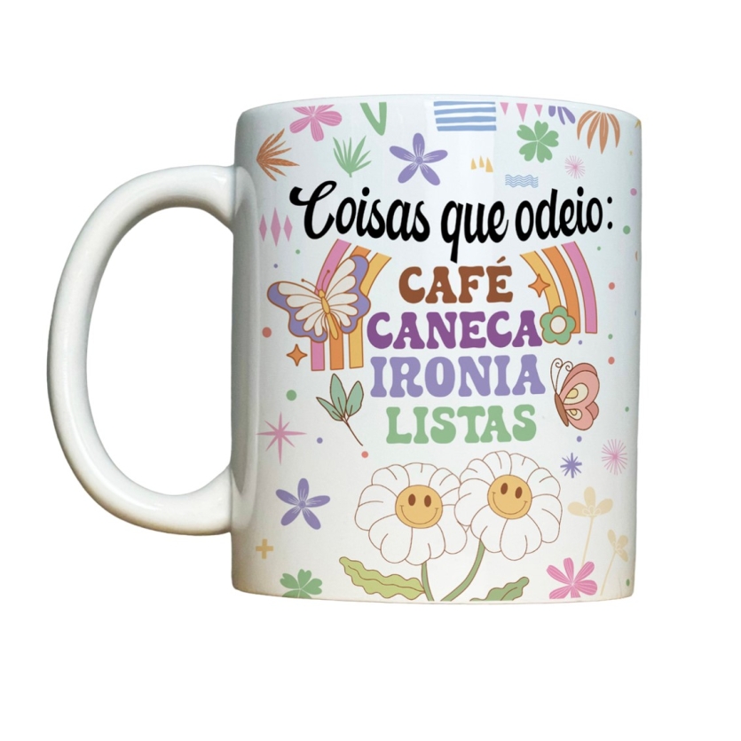 Caneca 325ml Vibes Coisas que odeio café caneca ironia lista