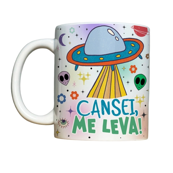 Caneca 325ml Vibes Alien Disco Voador Cansei Me Leva