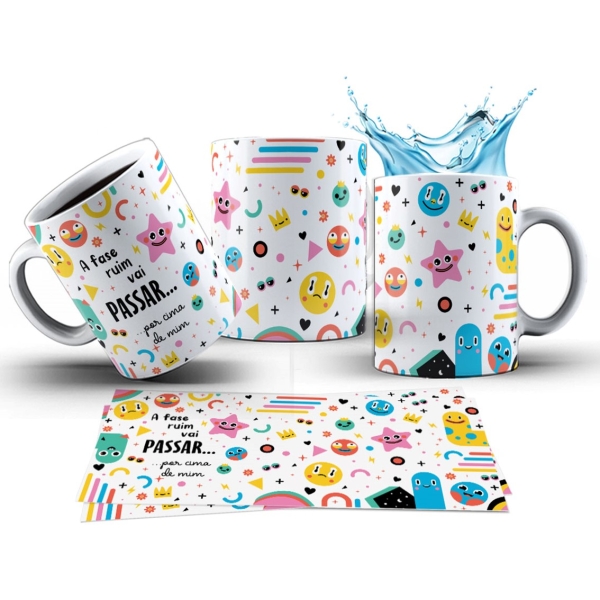 Caneca 325ml Vibes A fase ruim vai passar por cima de mim