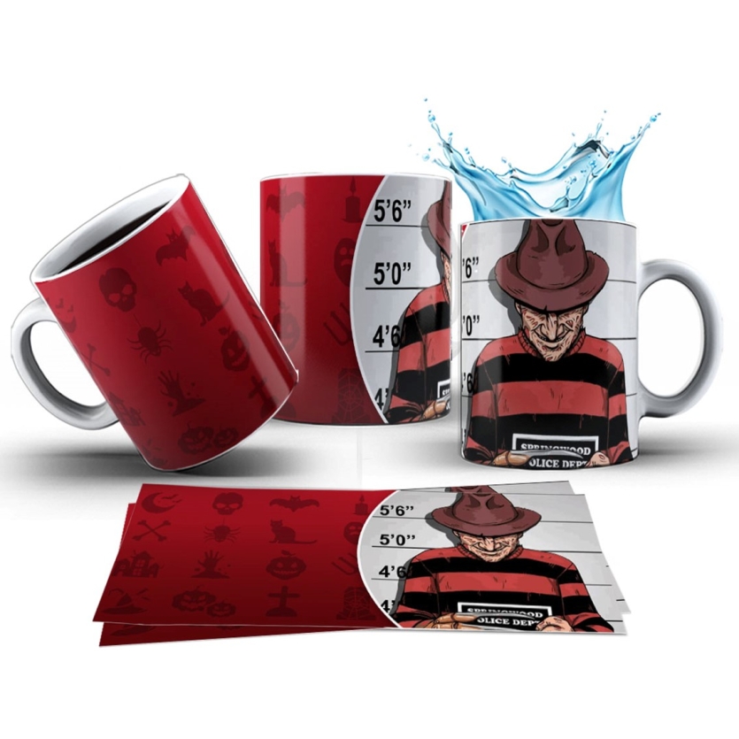 Caneca 325ml Freddy Krueger Personagens clássico de Terror