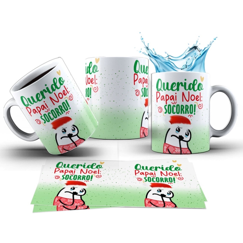 Caneca 325ml Flork Natal Querido papai noel, socorro!