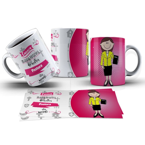 Caneca 325ml Pastor Pastora Caneca Exclusiva do melhor mundo