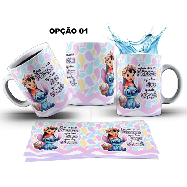 Caneca 325ml Lilo E Stitch Feliz Páscoa