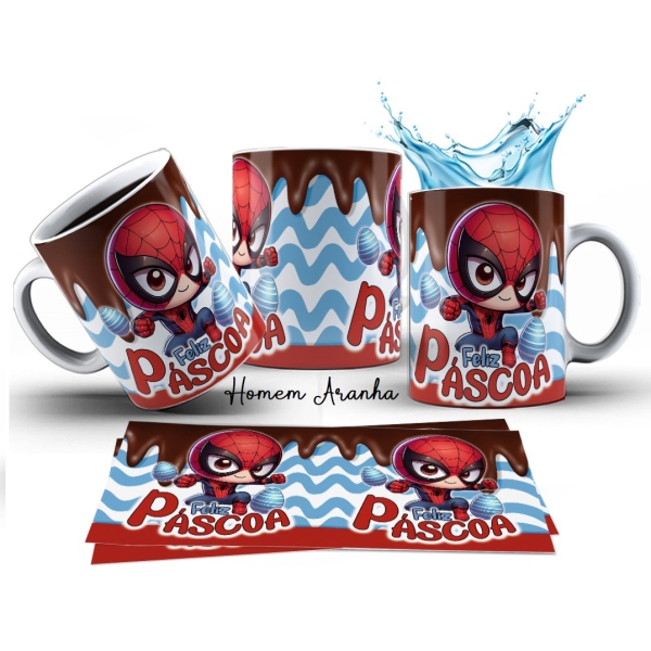 Caneca 325ml Feliz Páscoa Super Heróis Batman, Superman - Image 2