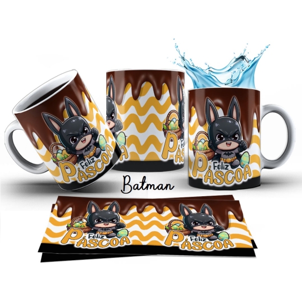 Caneca 325ml Feliz Páscoa Super Heróis Batman, Superman - Image 4