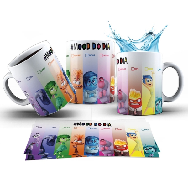 Caneca 325ml Divertidamente 2 Mood do Dia Ansiedade Tristeza