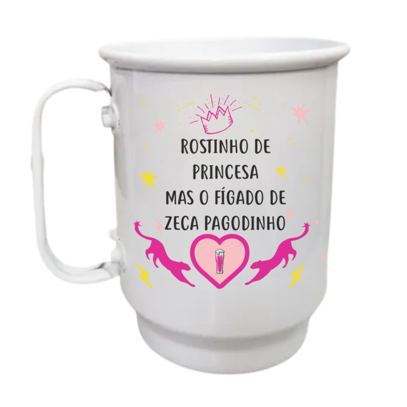 Caneca Alumínio 500ml Rostinho de princesa, mas o fígado de