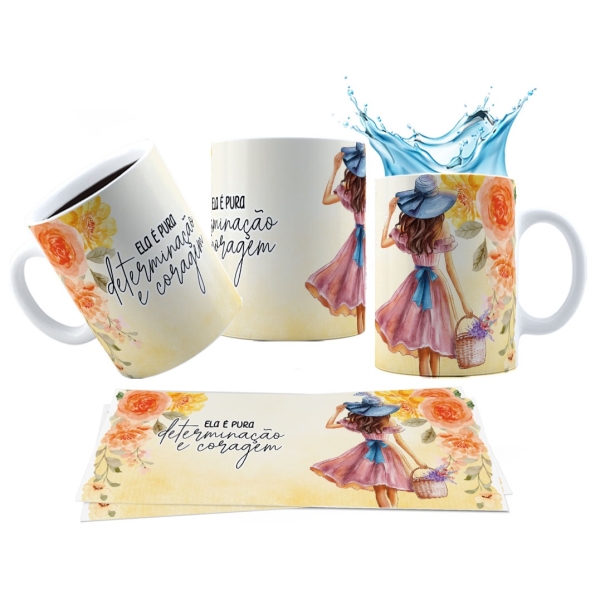 Caneca 325ml Ela é pura determinação e coragem Motivacional