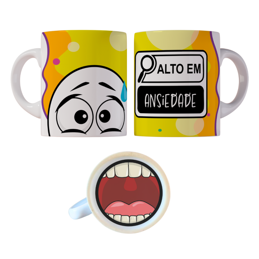 Caneca 325ml Gino Bocão Alto em Ansiedade Engraçadas Meme