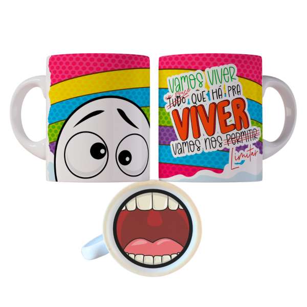 Caneca 325ml Gino Bocão Vamos viver um pouco há pra viver