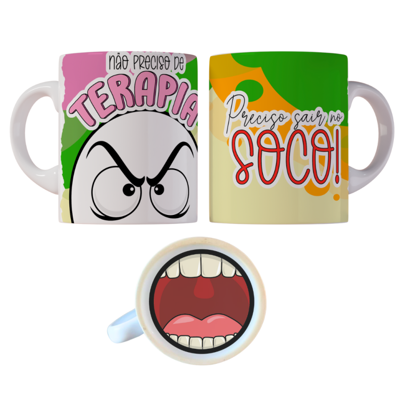 Caneca 325ml Gino Bocão Não preciso de terapia, preciso sair