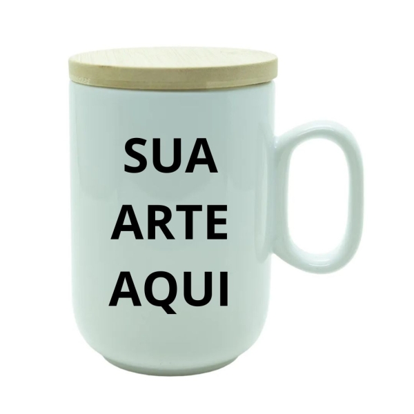 Caneca Personalizada Slim c/ tampa bambu 350ml