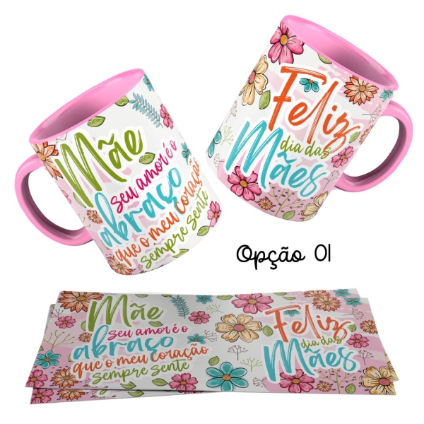 Caneca 325ml Dias das mães florir seu amor é o abraço