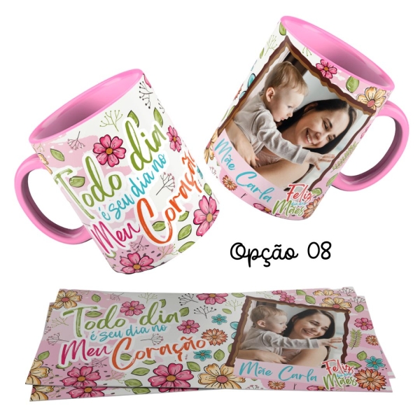 Caneca 325ml Dias das mães Personalizado Foto Nome Florir - Image 8