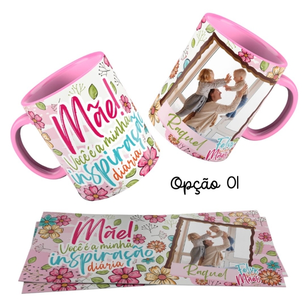 Caneca 325ml Dias das mães Personalizado Foto Nome Florir - Image 2